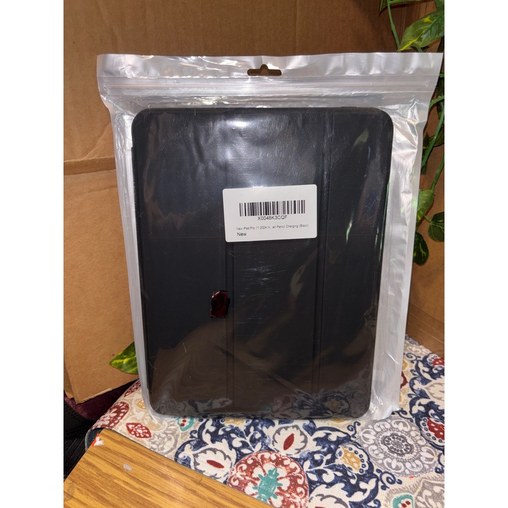 New iPad Pro 11 2024 Case Black Folio Cover with Pencil Charging X0046K3CQF